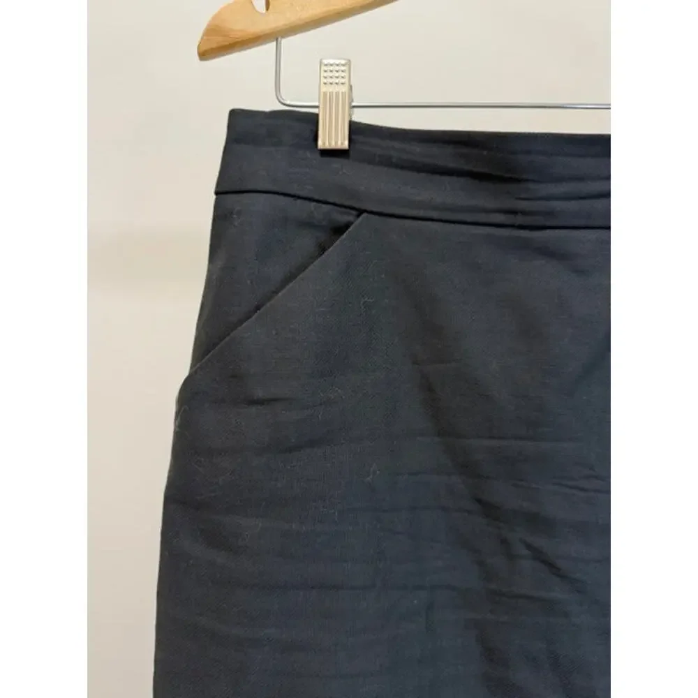 J.Crew “The Pencil Skirt” Black 100% Cotton Sz12